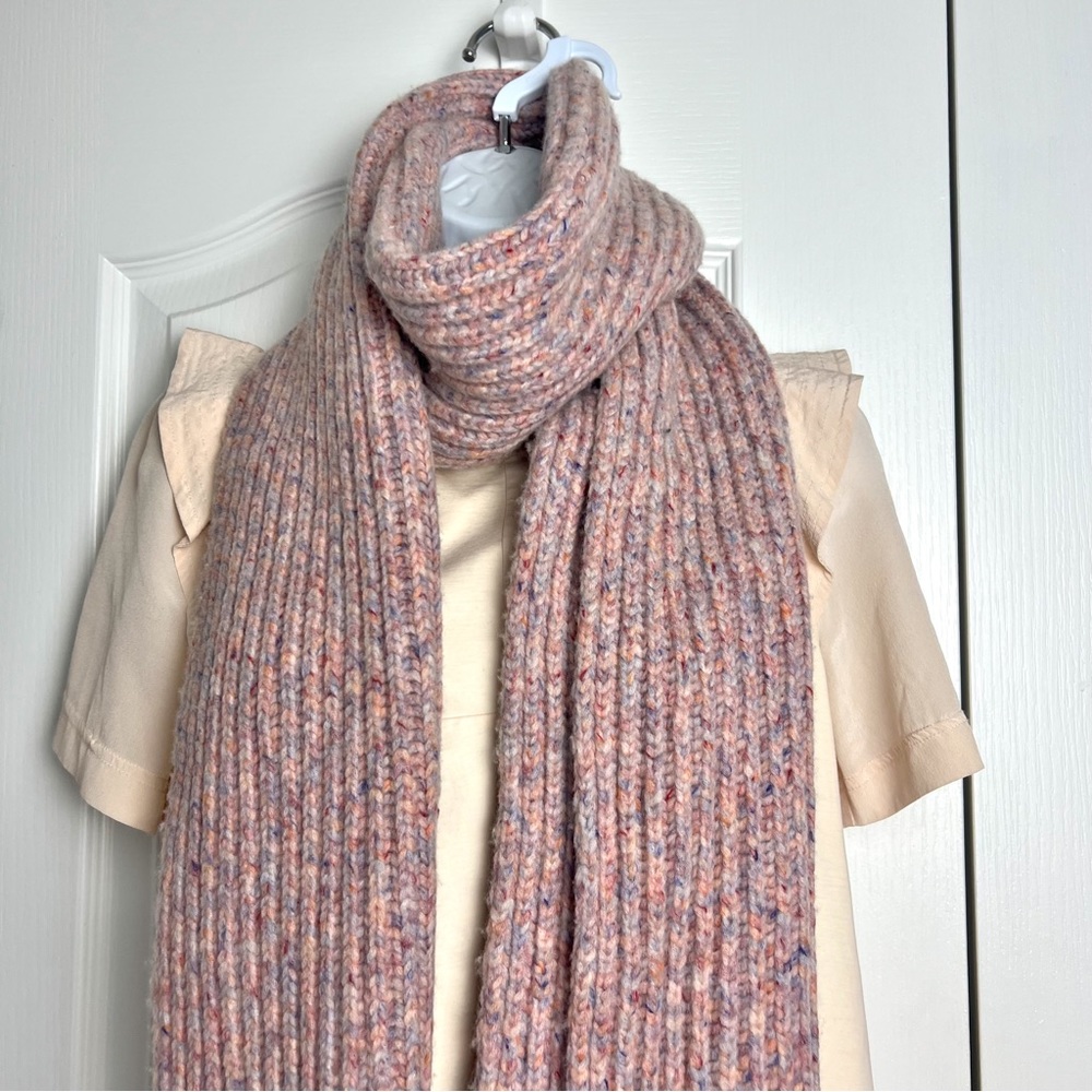 New Rag & Bone Devin Wool Scarf In Pink Multi Colored knitted Confetti - Picture 5 of 8
